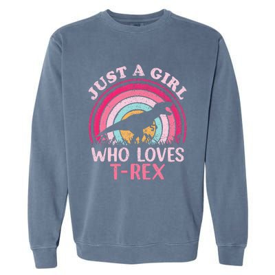 Vintage Retro Dinosaur Just A Girl Who Loves Garment-Dyed Sweatshirt