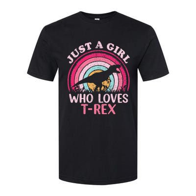 Vintage Retro Dinosaur Just A Girl Who Loves Softstyle CVC T-Shirt