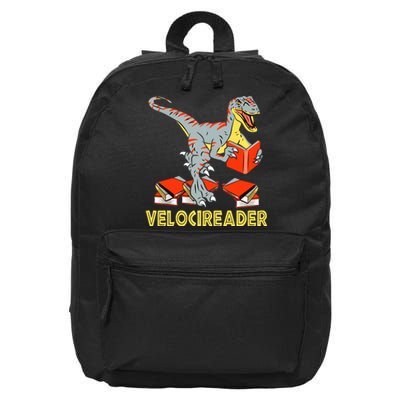 Velocireader Raptor Dinosaur T Rex Bookworm Read Booklover 16 in Basic Backpack