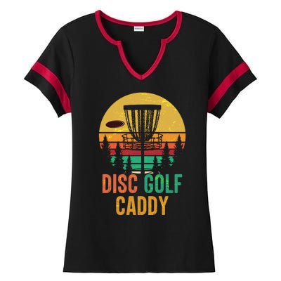 Vintage Retro Disc Golf Caddy Ladies Halftime Notch Neck Tee