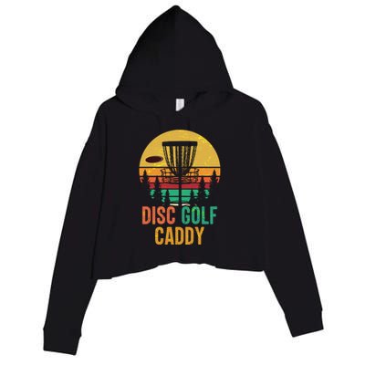 Vintage Retro Disc Golf Caddy Crop Fleece Hoodie