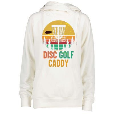 Vintage Retro Disc Golf Caddy Womens Funnel Neck Pullover Hood