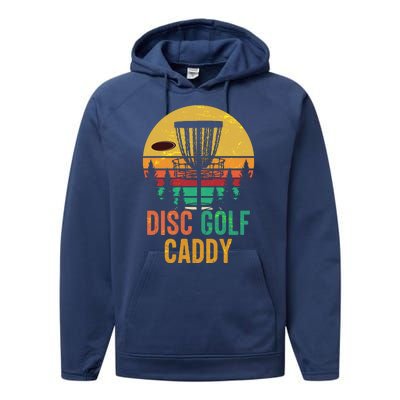 Vintage Retro Disc Golf Caddy Performance Fleece Hoodie