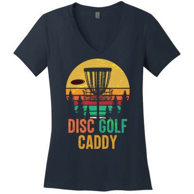 Vintage Retro Disc Golf Caddy Women's V-Neck T-Shirt