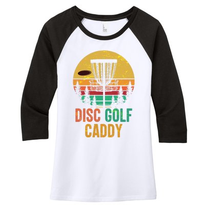 Vintage Retro Disc Golf Caddy Women's Tri-Blend 3/4-Sleeve Raglan Shirt