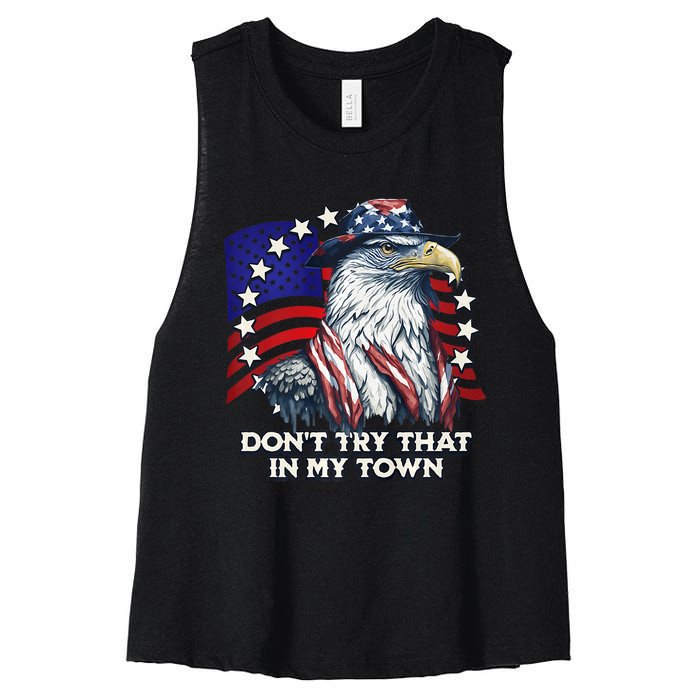 Vintage Retro Dont Try That In My Town American Eagle USA Women's Racerback Cropped Tank