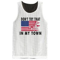 Vintage Retro Dont Try That In My Town American Flag Mesh Reversible Basketball Jersey Tank