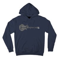 Vintage Retro Distressed Heartbeat Guitar Music Lover Gift Hoodie