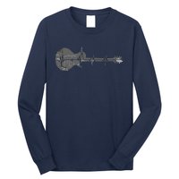 Vintage Retro Distressed Heartbeat Guitar Music Lover Gift Long Sleeve Shirt