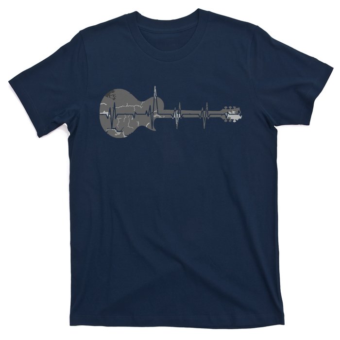 Vintage Retro Distressed Heartbeat Guitar Music Lover Gift T-Shirt