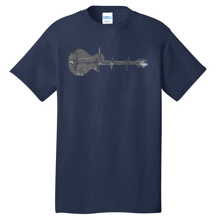 Vintage Retro Distressed Heartbeat Guitar Music Lover Gift Tall T-Shirt