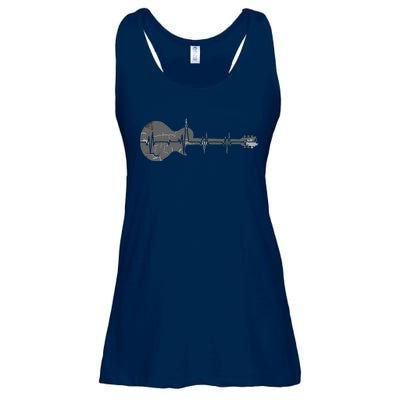 Vintage Retro Distressed Heartbeat Guitar Music Lover Gift Ladies Essential Flowy Tank