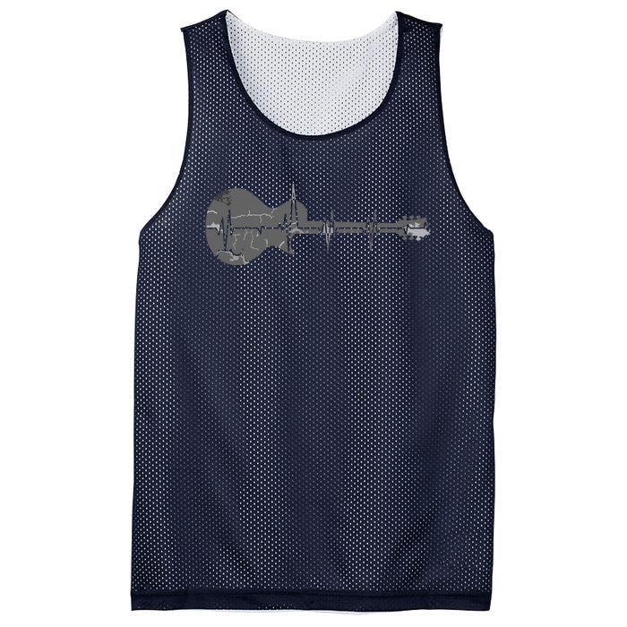 Vintage Retro Distressed Heartbeat Guitar Music Lover Gift Mesh Reversible Basketball Jersey Tank