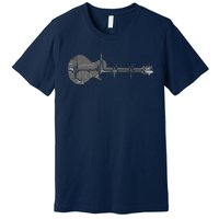 Vintage Retro Distressed Heartbeat Guitar Music Lover Gift Premium T-Shirt