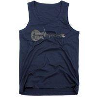 Vintage Retro Distressed Heartbeat Guitar Music Lover Gift Tank Top