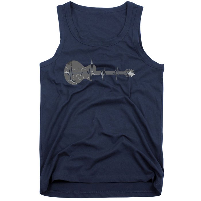 Vintage Retro Distressed Heartbeat Guitar Music Lover Gift Tank Top