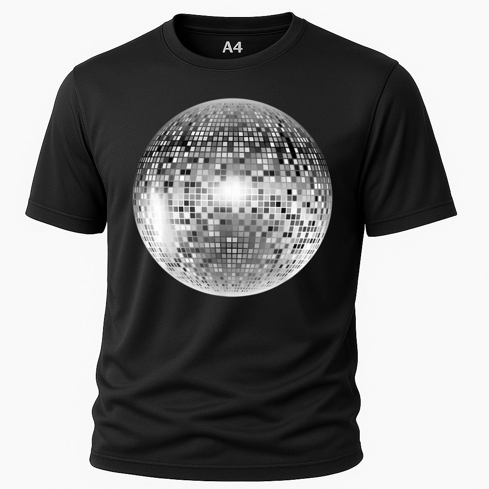 Vintage Retro Disco Ball Retro 1980s DJ Cooling Performance Crew T-Shirt