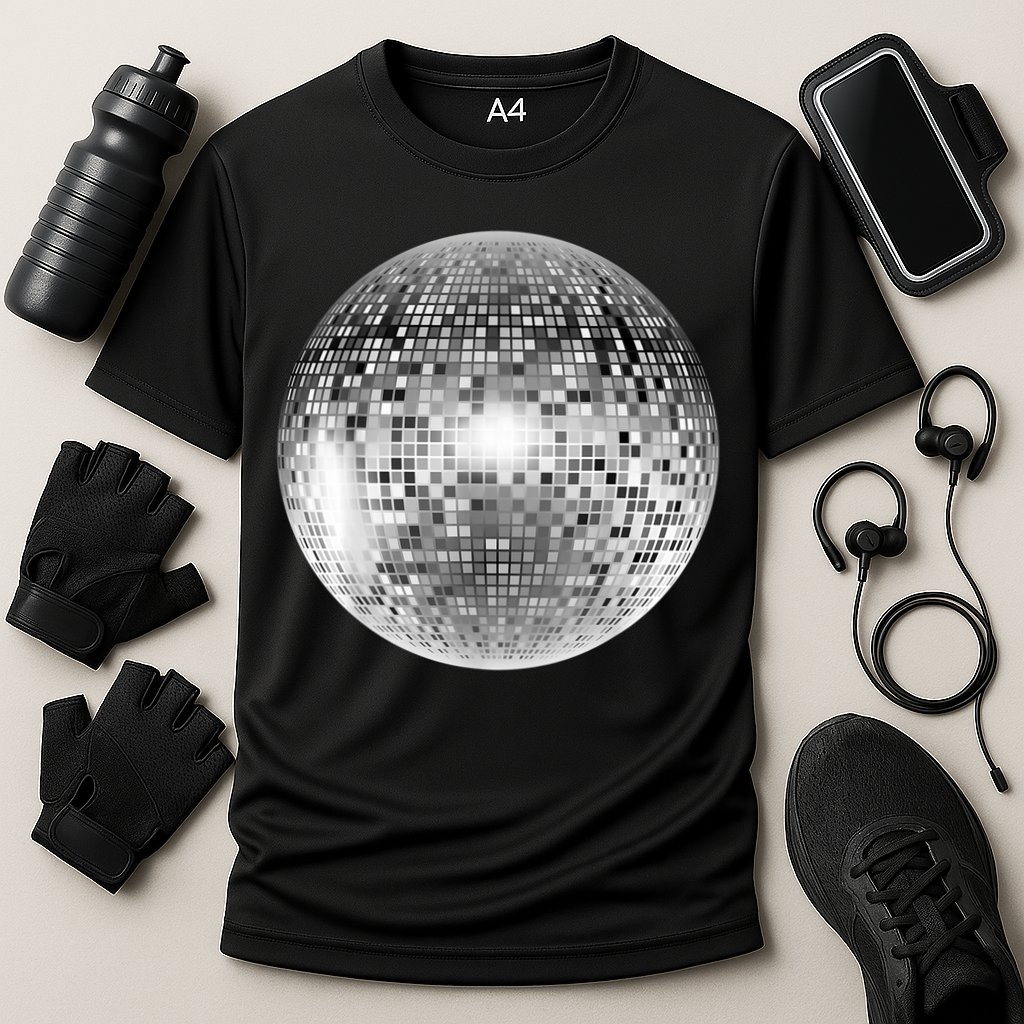Vintage Retro Disco Ball Retro 1980s DJ Cooling Performance Crew T-Shirt