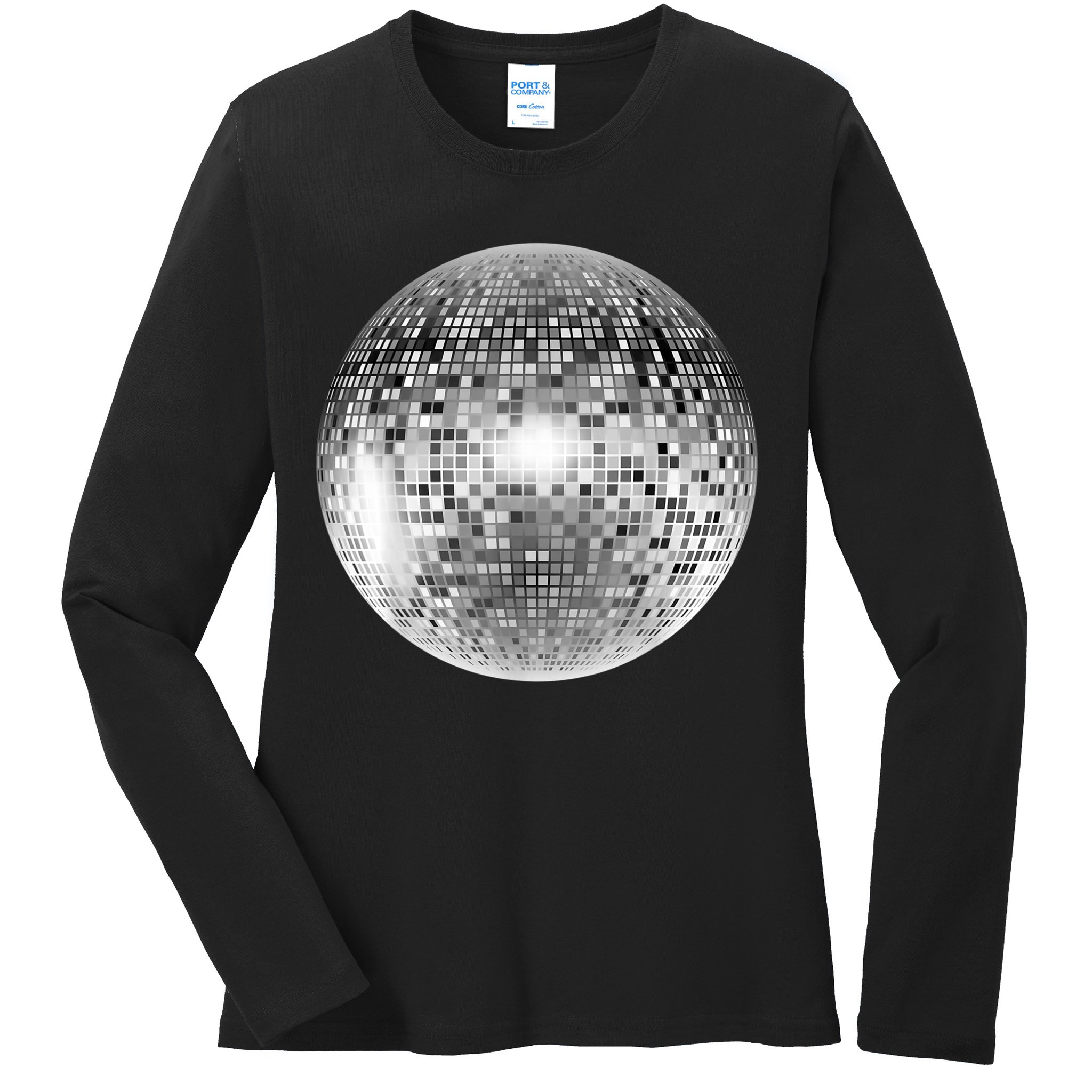 Vintage Retro Disco Ball Retro 1980s DJ Ladies Long Sleeve Shirt