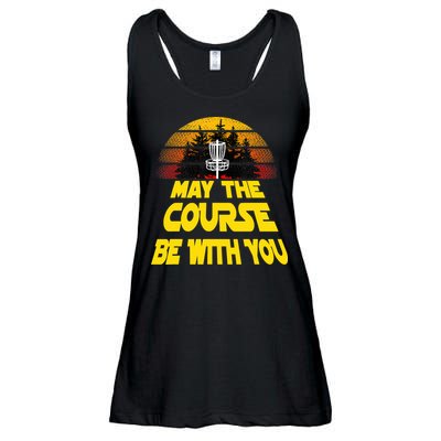 Vintage Retro Disc Golf May The Course Be With You Ladies Essential Flowy Tank