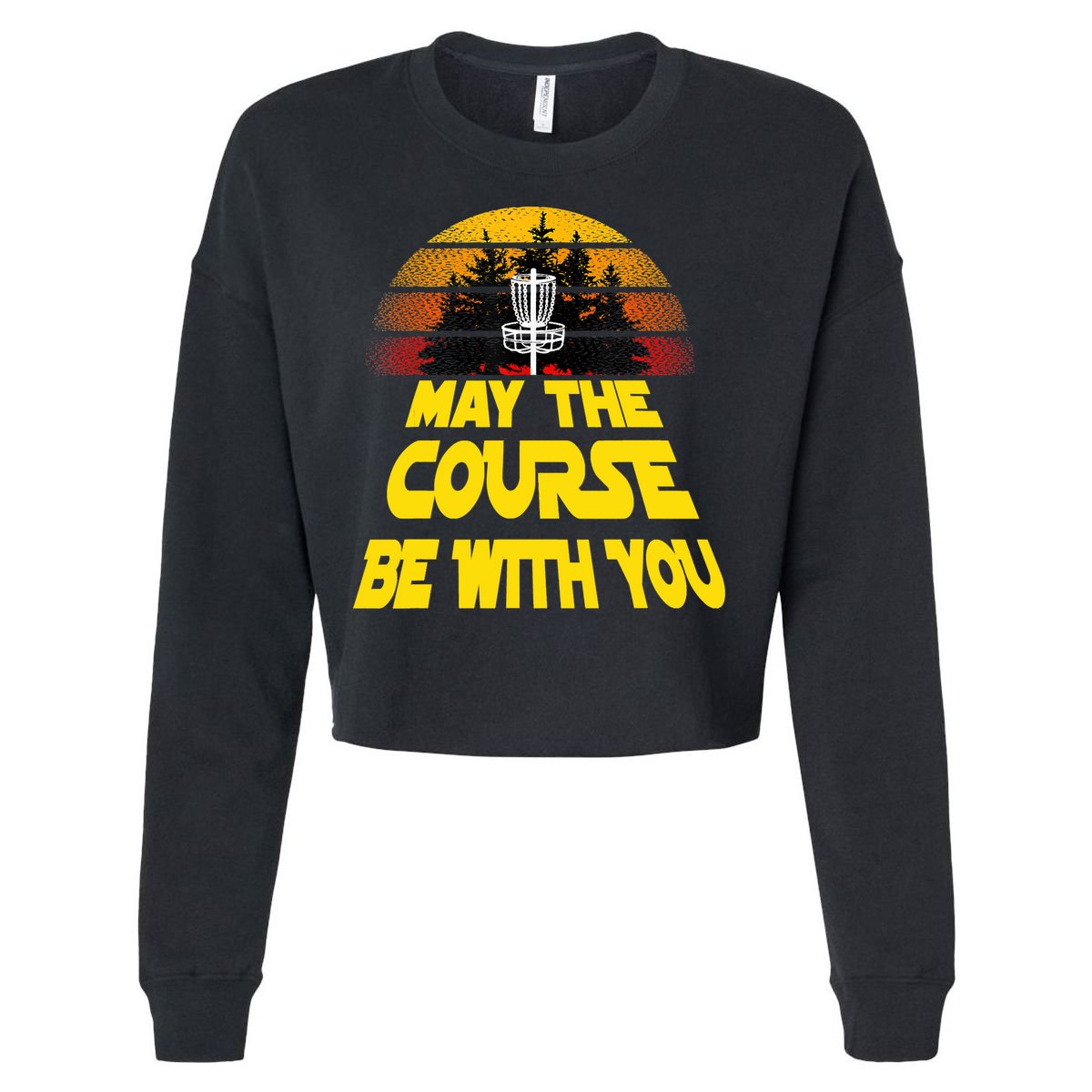 Vintage Retro Disc Golf May The Course Be With You Cropped Pullover Crew