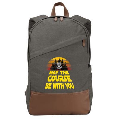Vintage Retro Disc Golf May The Course Be With You Cotton Canvas Backpack