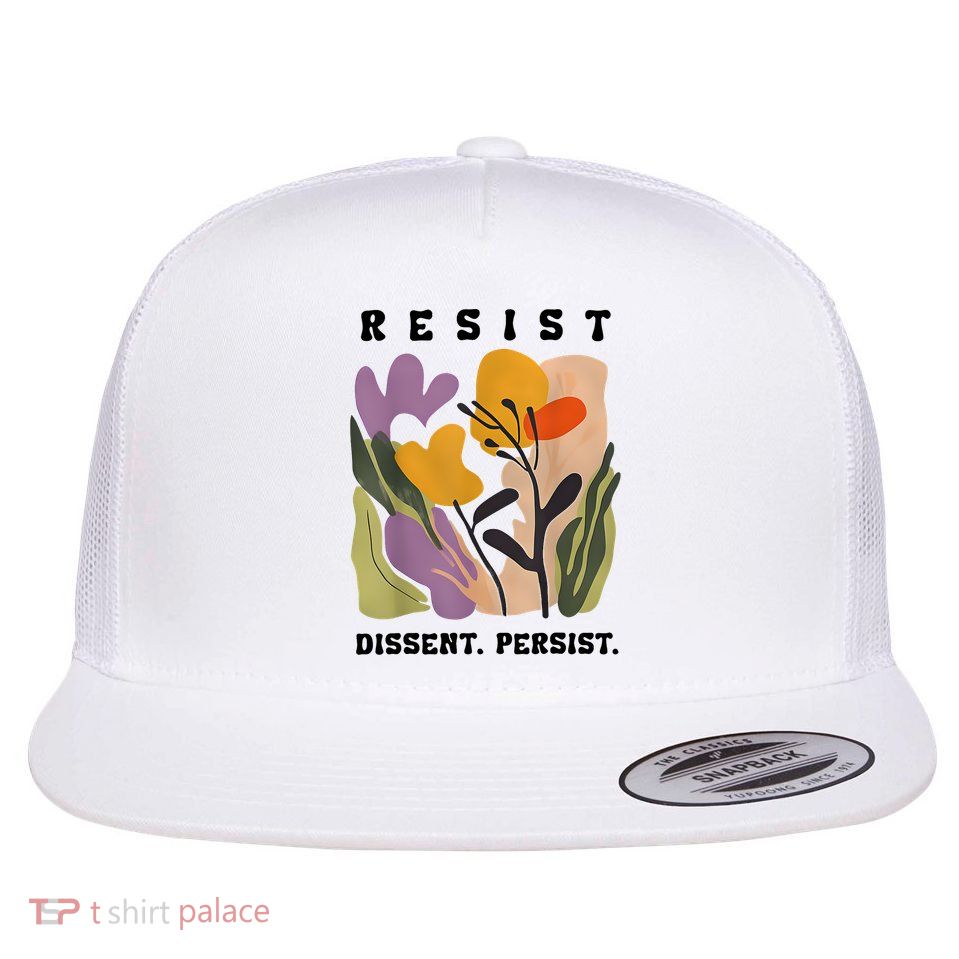 Vintage Resist Dissent Persist Floral Women's Flatbill Hat