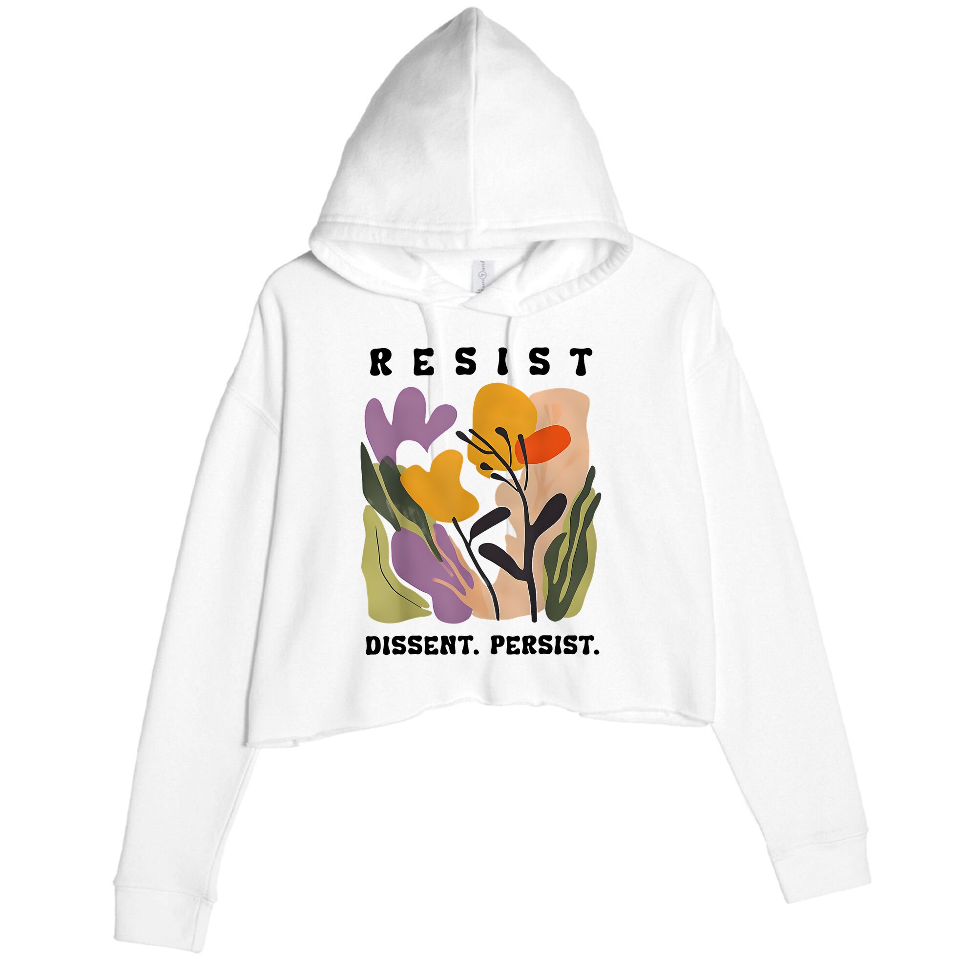 Vintage Resist Dissent Persist Floral Women's Crop Fleece Hoodie