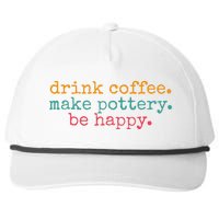 Vintage Retro Drink Coffee Make Pottery Be Happy Funny Snapback Five-Panel Rope Hat