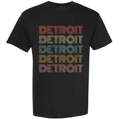 Vintage Retro Detroit Michigan 70s 80s Style Garment-Dyed Heavyweight T-Shirt