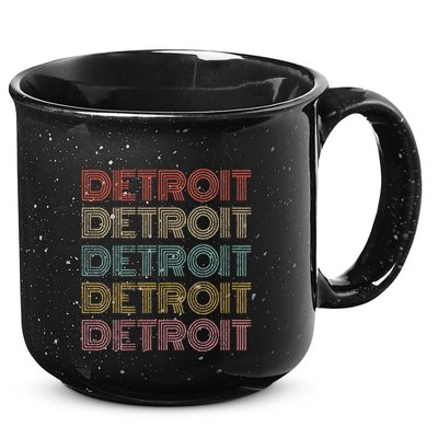 Vintage Retro Detroit Michigan 70s 80s Style 15oz Campfire Ceramic Mug