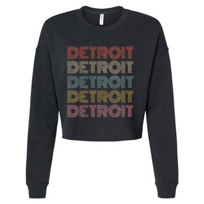 Vintage Retro Detroit Michigan 70s 80s Style Cropped Pullover Crew