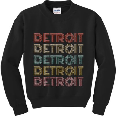 Vintage Retro Detroit Michigan 70s 80s Style Kids Sweatshirt