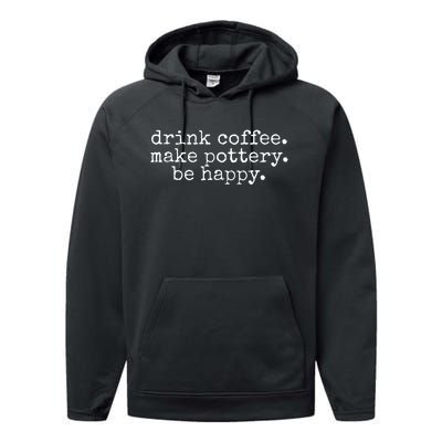 Vintage Retro Drink Coffee Make Pottery Be Happy Funny Performance Fleece Hoodie