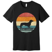 Vintage Retro Dachshund Grandpa Wiener Silhouette Puppy Love Premium T-Shirt