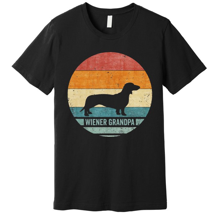 Vintage Retro Dachshund Grandpa Wiener Silhouette Puppy Love Premium T-Shirt