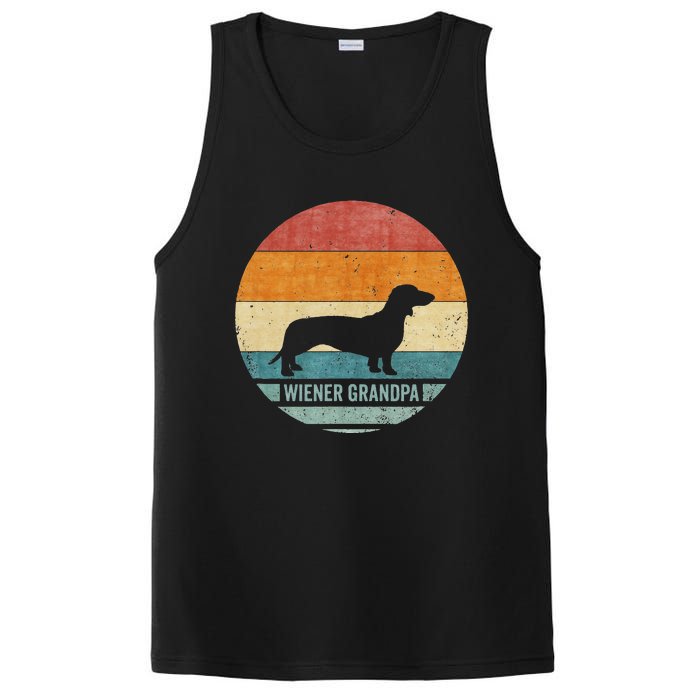 Vintage Retro Dachshund Grandpa Wiener Silhouette Puppy Love PosiCharge Competitor Tank