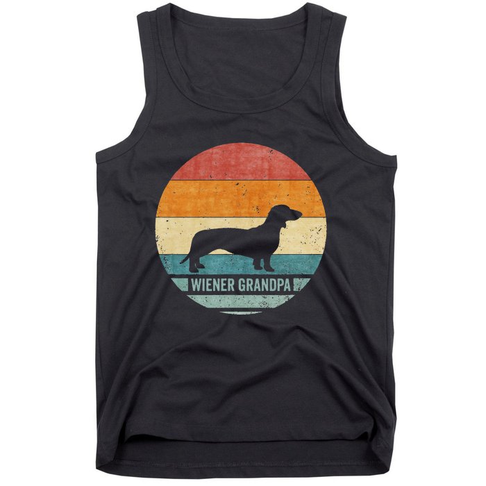 Vintage Retro Dachshund Grandpa Wiener Silhouette Puppy Love Tank Top