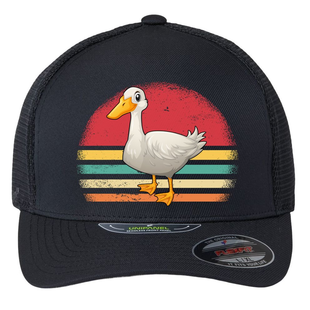 Vintage Retro Duck Gift Flexfit Unipanel Trucker Cap
