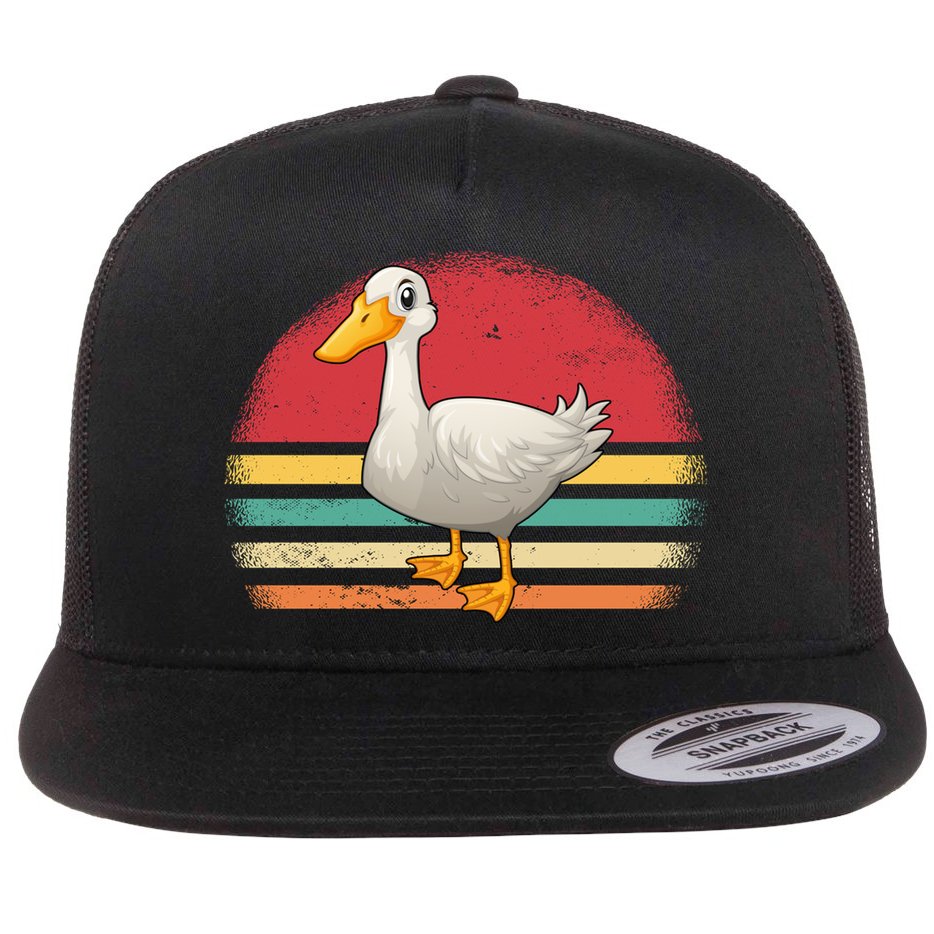 Vintage Retro Duck Gift Flat Bill Trucker Hat