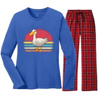 Vintage Retro Duck Gift Women's Long Sleeve Flannel Pajama Set 