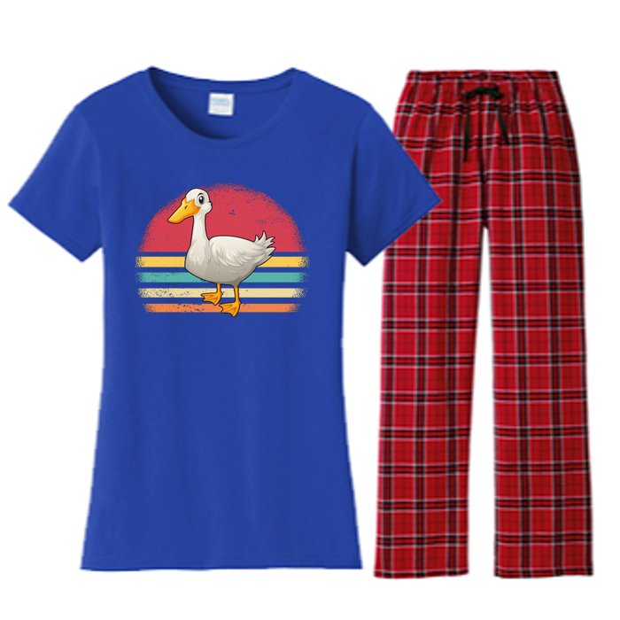 Vintage Retro Duck Gift Women's Flannel Pajama Set