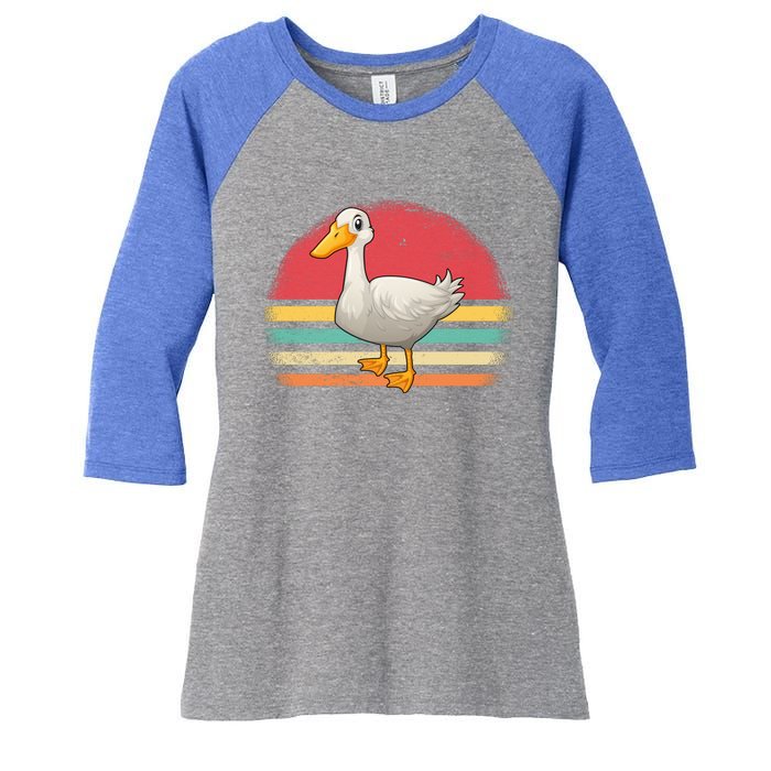 Vintage Retro Duck Gift Women's Tri-Blend 3/4-Sleeve Raglan Shirt