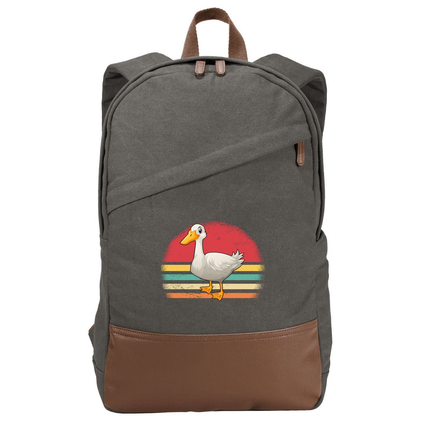 Vintage Retro Duck Gift Cotton Canvas Backpack