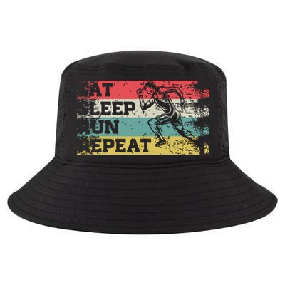 Vintage Retro Eat Sleep Run Repeat Funny Running Runner Gift Cool Comfort Performance Bucket Hat