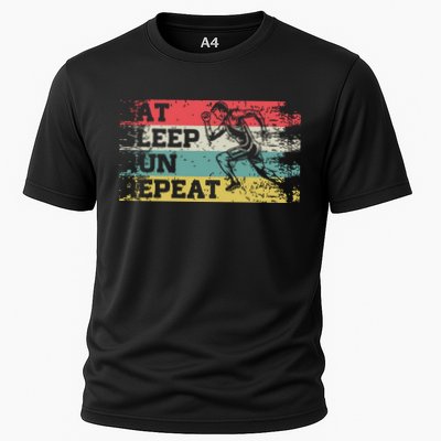 Vintage Retro Eat Sleep Run Repeat Funny Running Runner Gift Performance Shirt