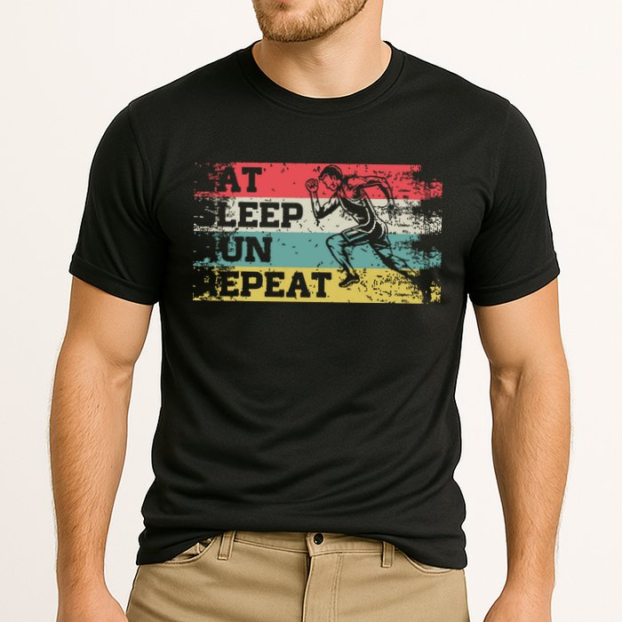 Vintage Retro Eat Sleep Run Repeat Funny Running Runner Gift Performance Shirt