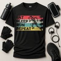 Vintage Retro Eat Sleep Run Repeat Funny Running Runner Gift Performance Shirt