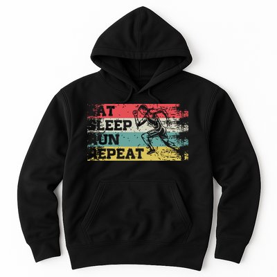 Vintage Retro Eat Sleep Run Repeat Funny Running Runner Gift Hoodie