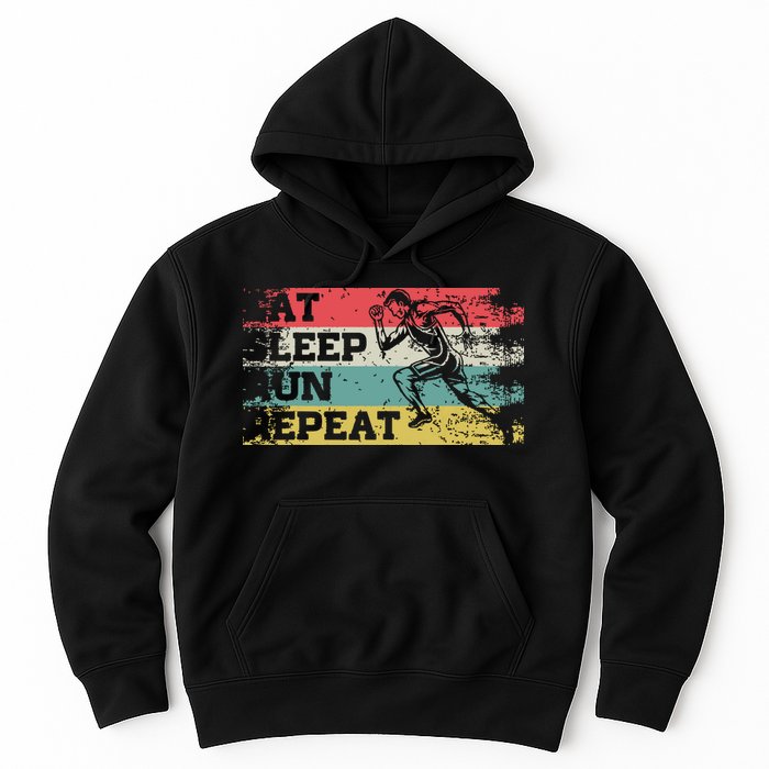 Vintage Retro Eat Sleep Run Repeat Funny Running Runner Gift Hoodie